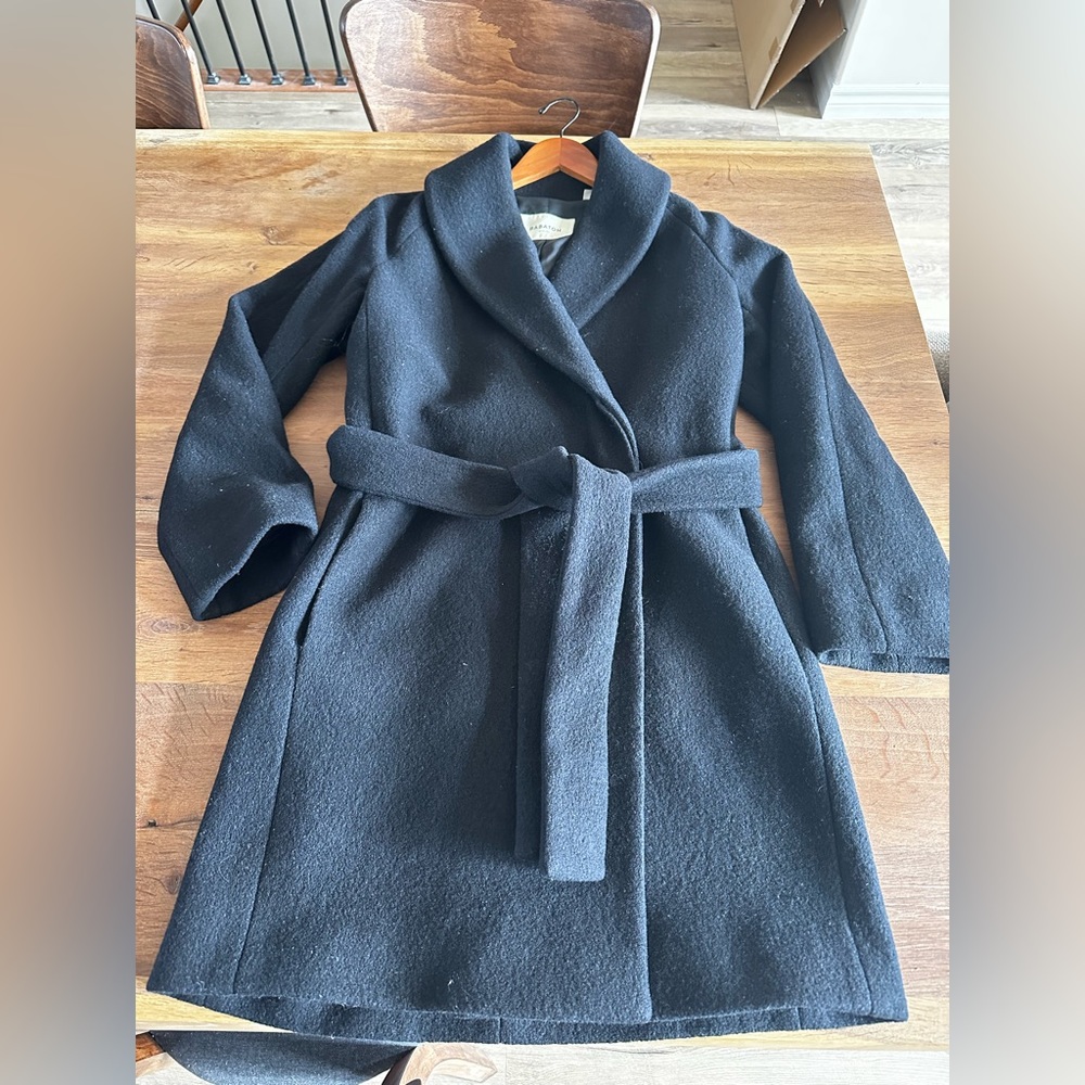 Babaton Sian Black Wool  Coat - small